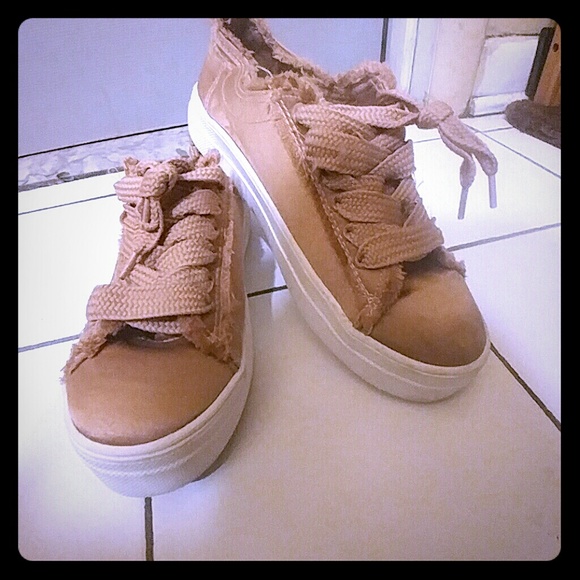 rock & candy Shoes - Rock & Candy Rose Gold Satin Sneakers